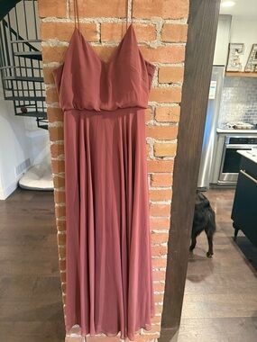 Jenny Yoo Spaghetti Strap Maxi Dress in Dusty Rose